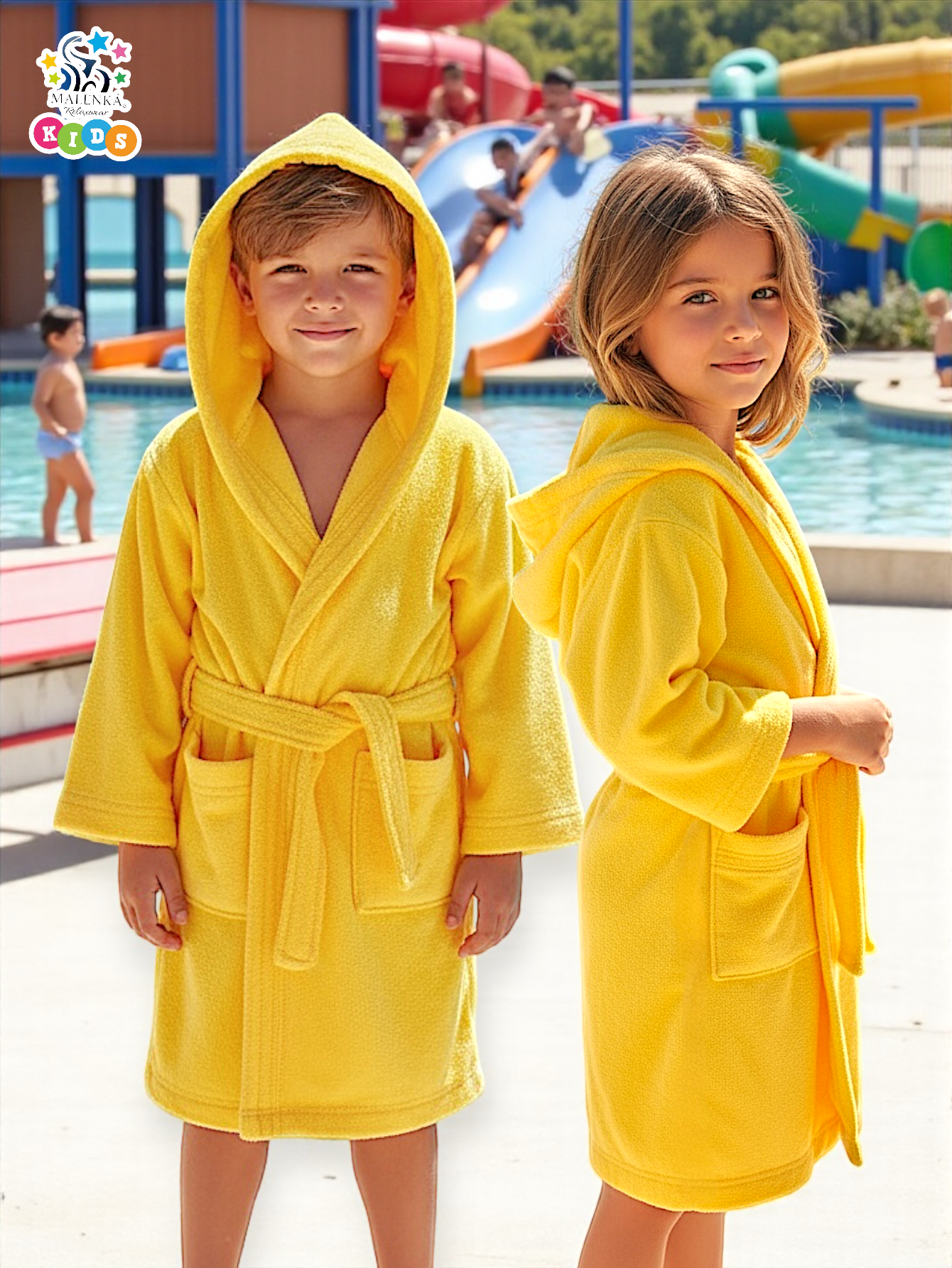 BATA DE BAÑO INFANTIL Y JUVENIL CON BOLSILLOS Y CINTA AJUSTABLE