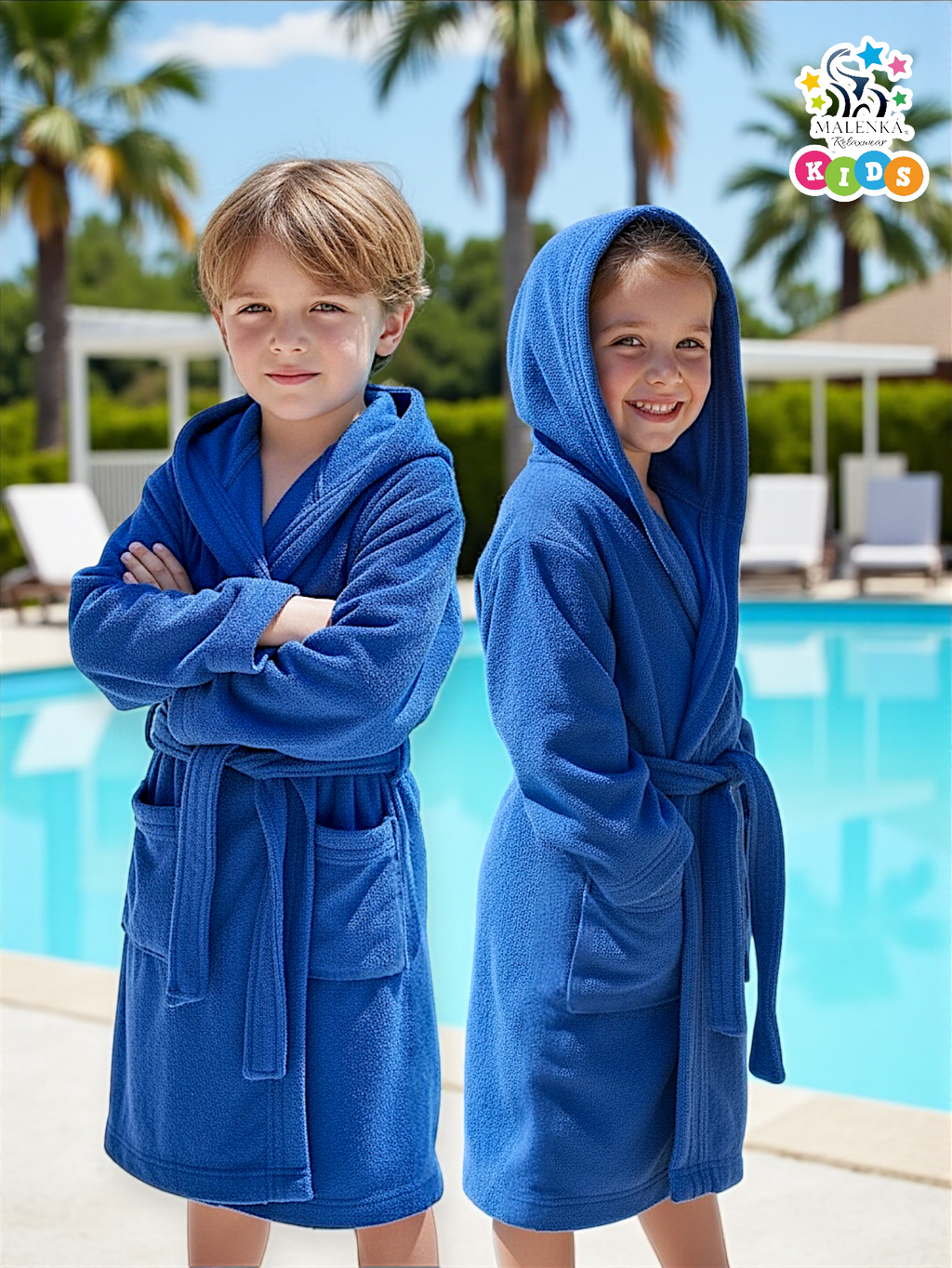 BATA DE BAÑO INFANTIL Y JUVENIL CON BOLSILLOS Y CINTA AJUSTABLE