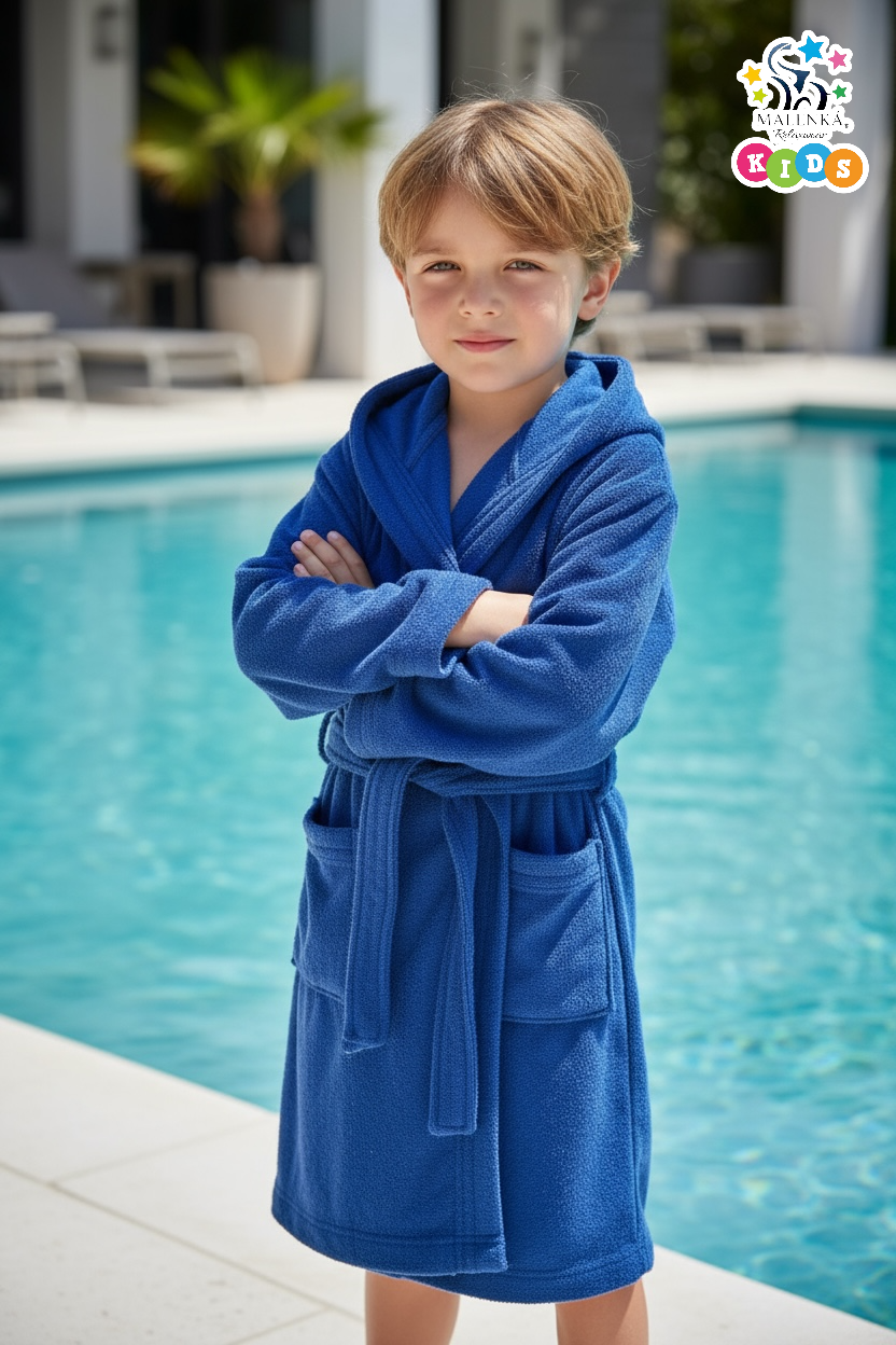 BATA DE BAÑO INFANTIL Y JUVENIL CON BOLSILLOS Y CINTA AJUSTABLE