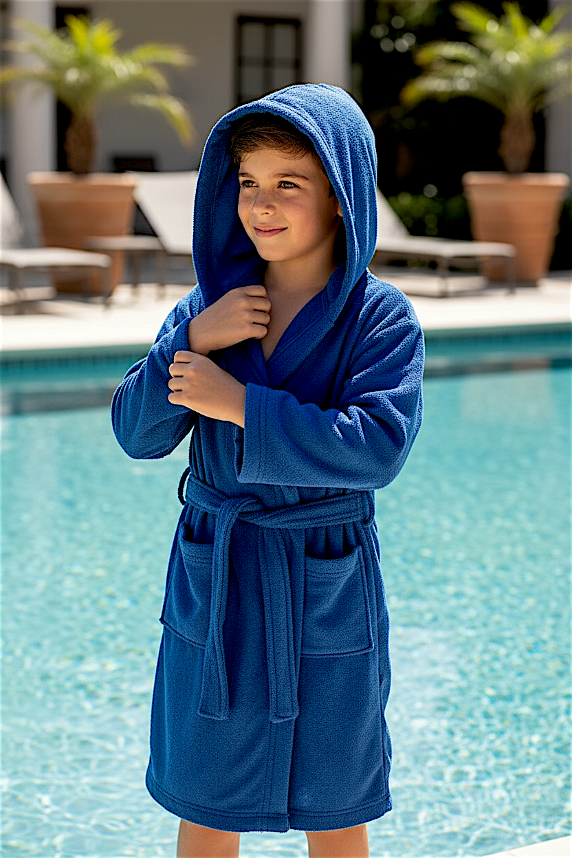 BATA DE BAÑO INFANTIL Y JUVENIL CON BOLSILLOS Y CINTA AJUSTABLE