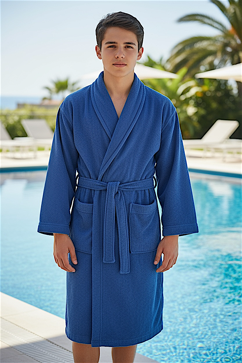 BATA DE BAÑO INFANTIL Y JUVENIL CON BOLSILLOS Y CINTA AJUSTABLE