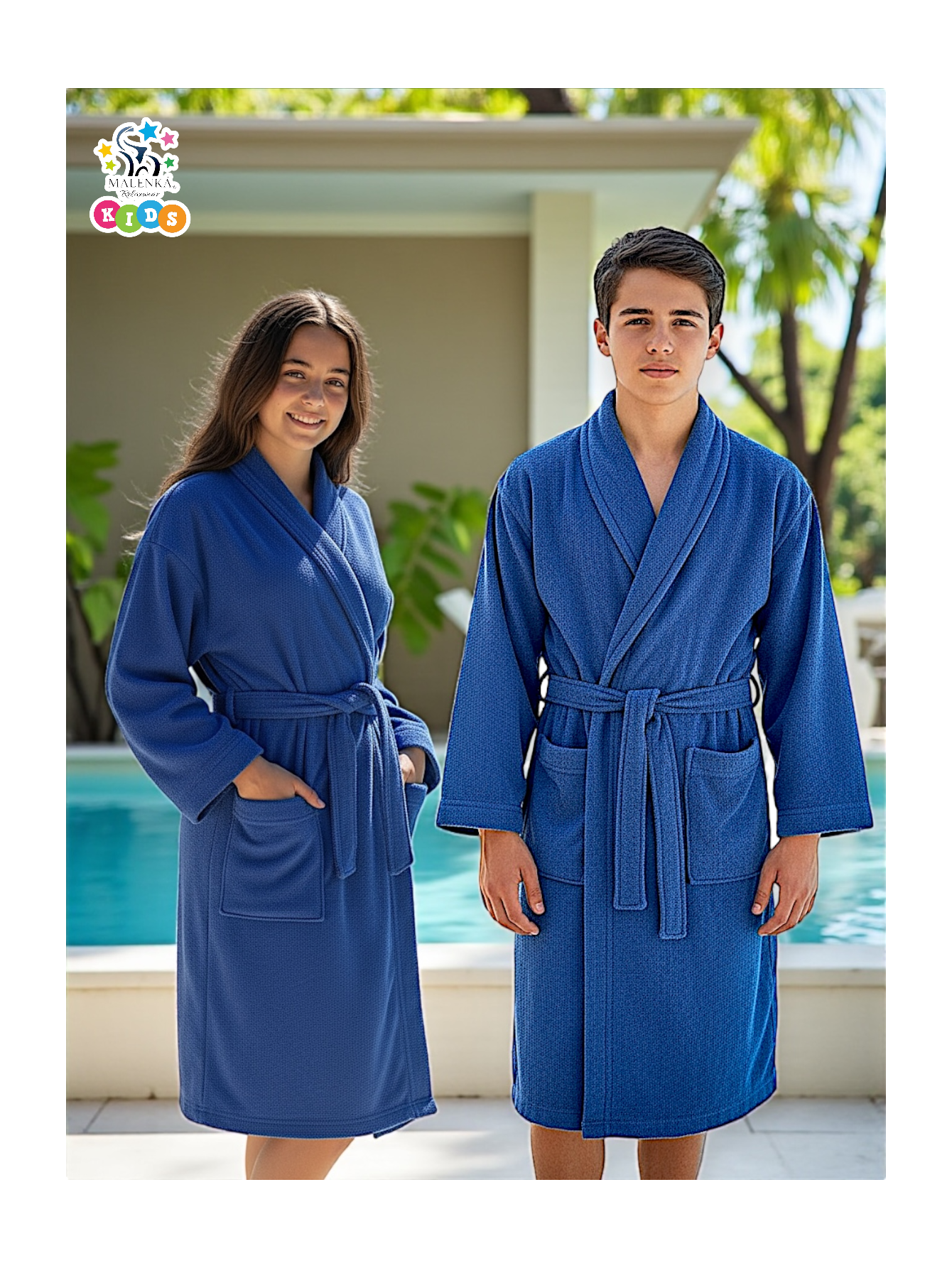 BATA DE BAÑO INFANTIL Y JUVENIL CON BOLSILLOS Y CINTA AJUSTABLE