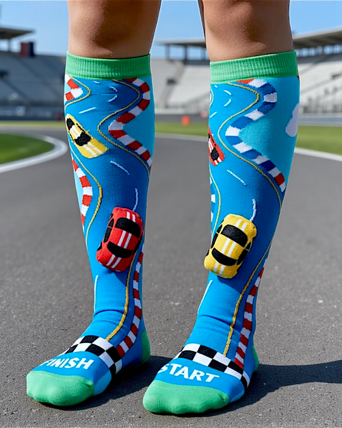 1 PAR DE CALCETA LOCA 3D CARRITOS PREMIUM TALLA:15-30mexico ideal para niños y adultos