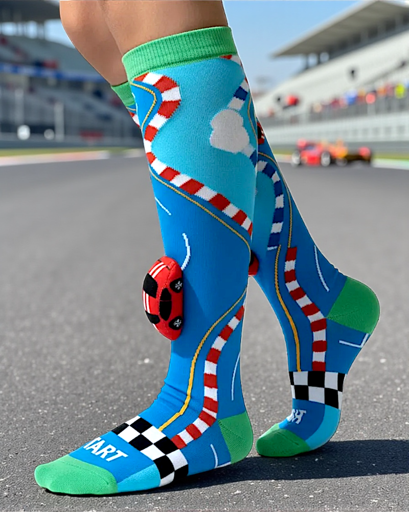 1 PAR DE CALCETA LOCA 3D CARRITOS PREMIUM TALLA:15-30mexico ideal para niños y adultos