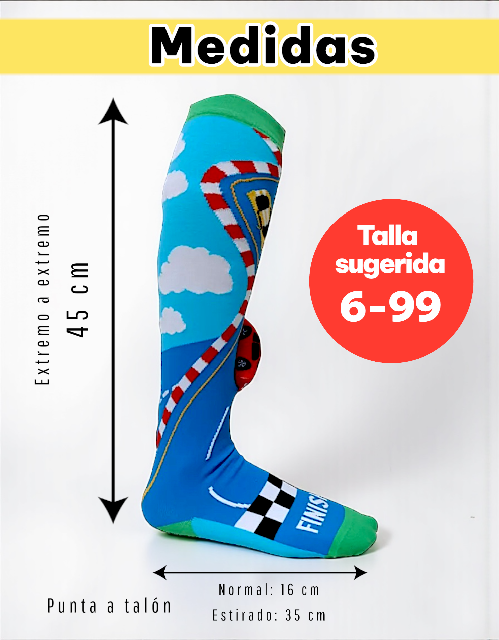 1 PAR DE CALCETA LOCA 3D CARRITOS PREMIUM TALLA:15-30mexico ideal para niños y adultos