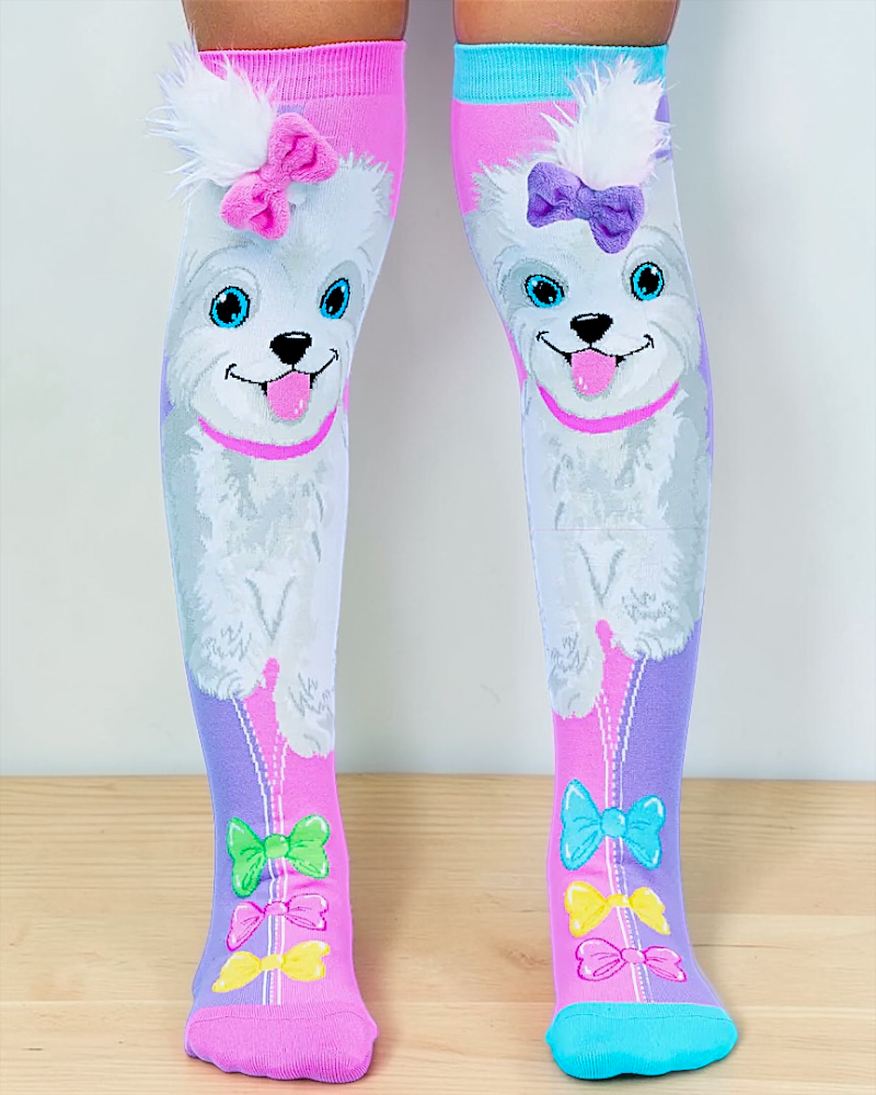 1 PAR DE CALCETA LOCA 3D PREMIUM PERRITO BLANCO TALLA:15-30mexico ideal para niños y adultos