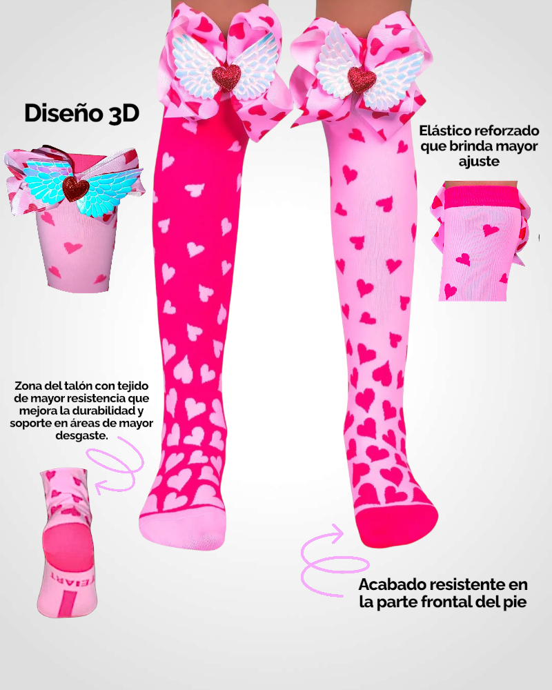 1 PAR DE CALCETA LOCA 3D PREMIUM CORAZONES TALLA:15-30mexico ideal para niños y adultos
