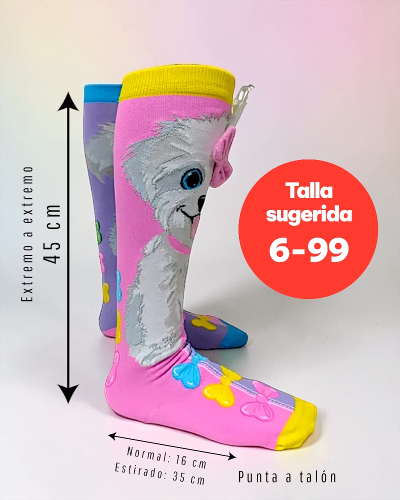 1 PAR DE CALCETA LOCA 3D PREMIUM PERRITO BLANCO TALLA:15-30mexico ideal para niños y adultos