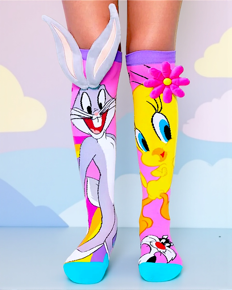 12 PARES DE CALCETA LOCA 3D PREMIUM piolin/bugsbunny UNITALLA PARA PIES QUE MIDAN DESDE 15CM HASTA 33CM