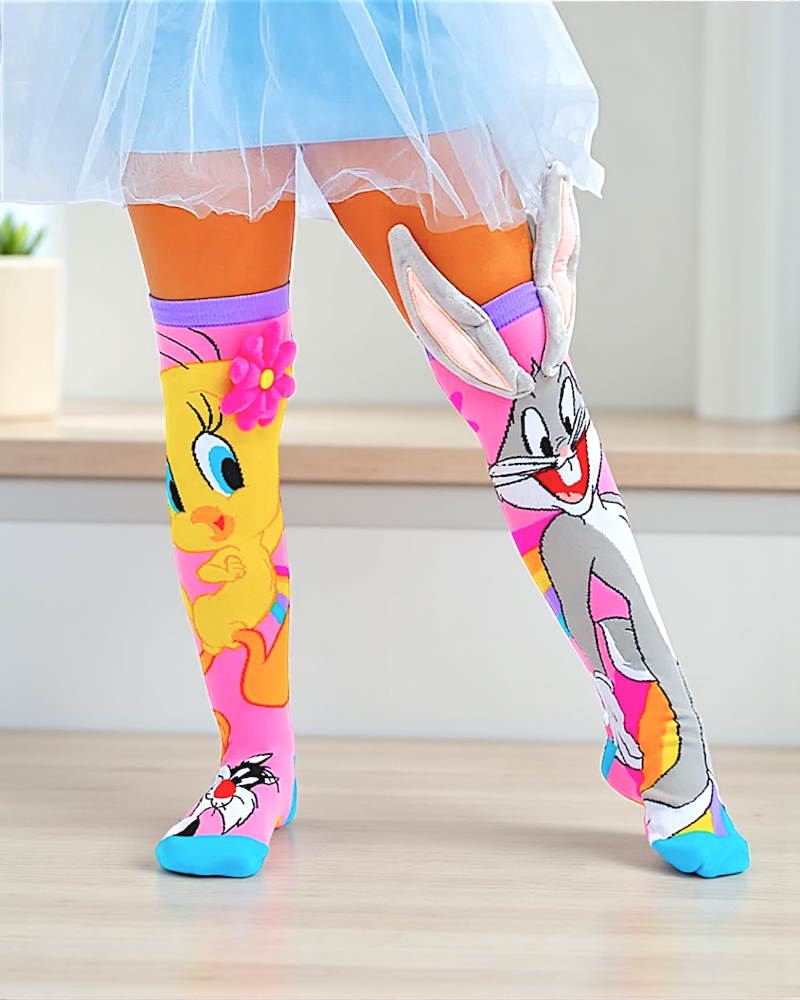 12 PARES DE CALCETA LOCA 3D PREMIUM piolin/bugsbunny UNITALLA PARA PIES QUE MIDAN DESDE 15CM HASTA 33CM