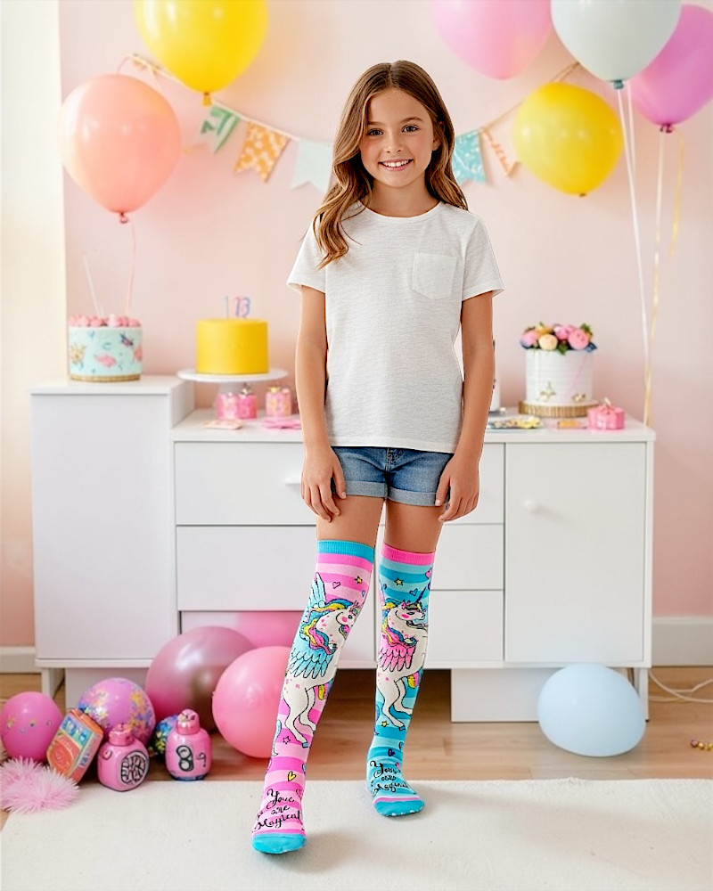 1 PAR DE CALCETA LOCA 3D PREMIUM UNICORNIO TALLA:15-30mexico ideal para niños y adultos