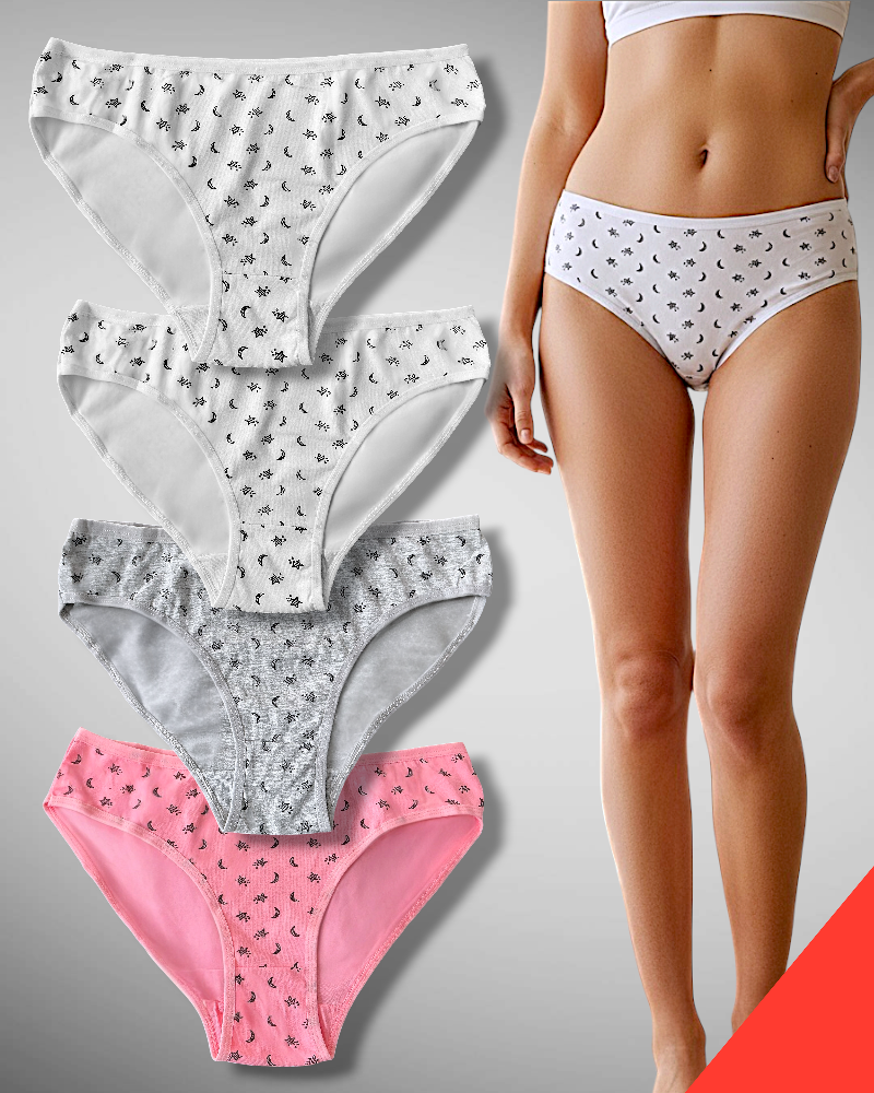 12 piezas Panties de algodón incluye 3 tallas CH, M y G transpirables cómodas y stretch